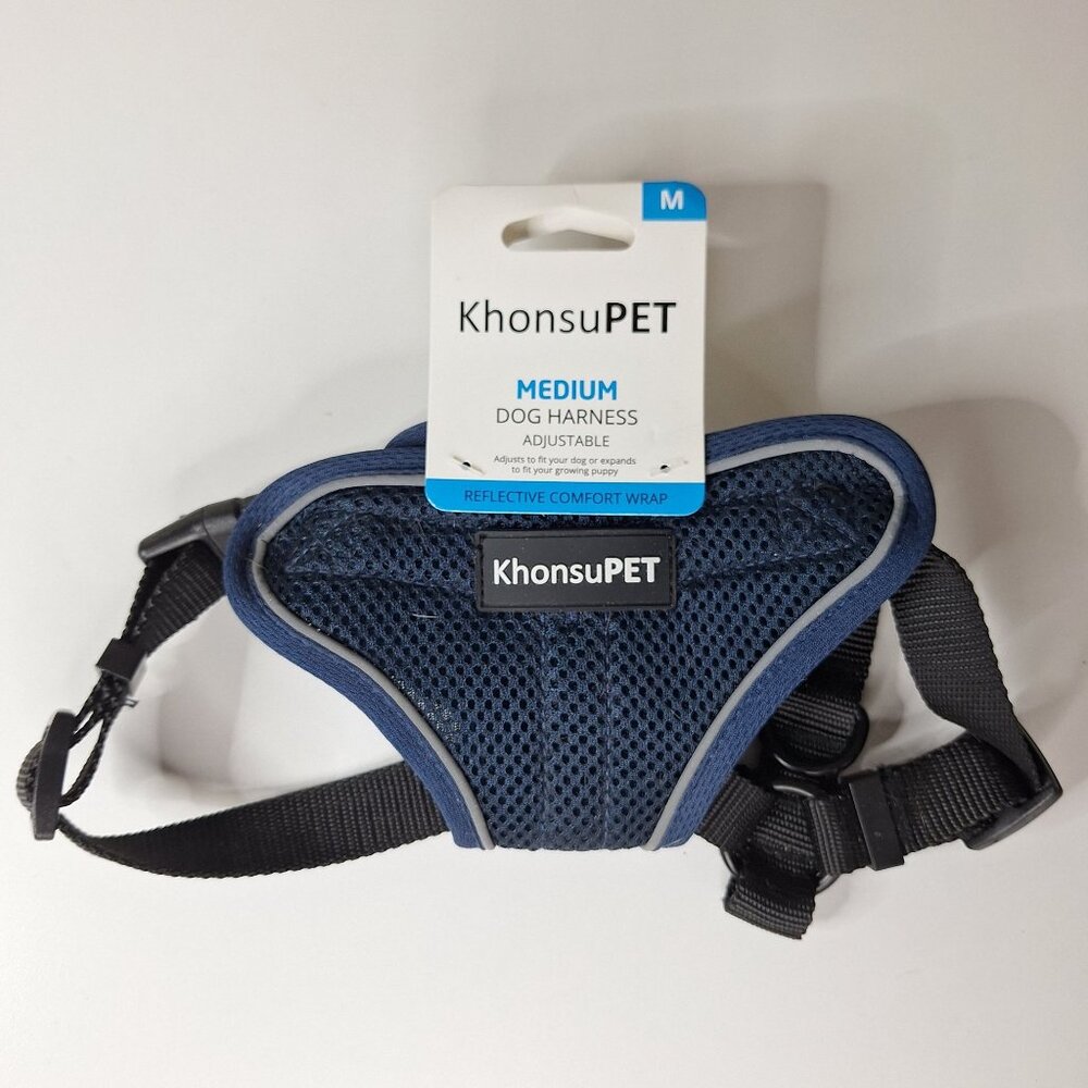 Medium Dog Harness Adjustable Reflective Comfort Wrap Small Breeds‎ Neck Blue